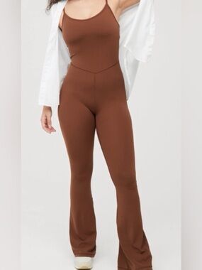 Offline by Aerie Real Me Chocolate Xtra Flare athletic Jumpsuit Small